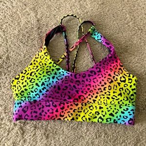 Rainbow Leopard Light n Tight Strappy Bra size medium